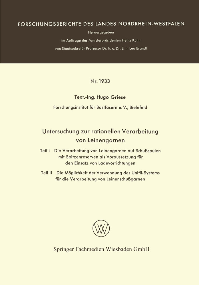 Untersuchung zur rationellen Verarbeitung von Leinengarnen