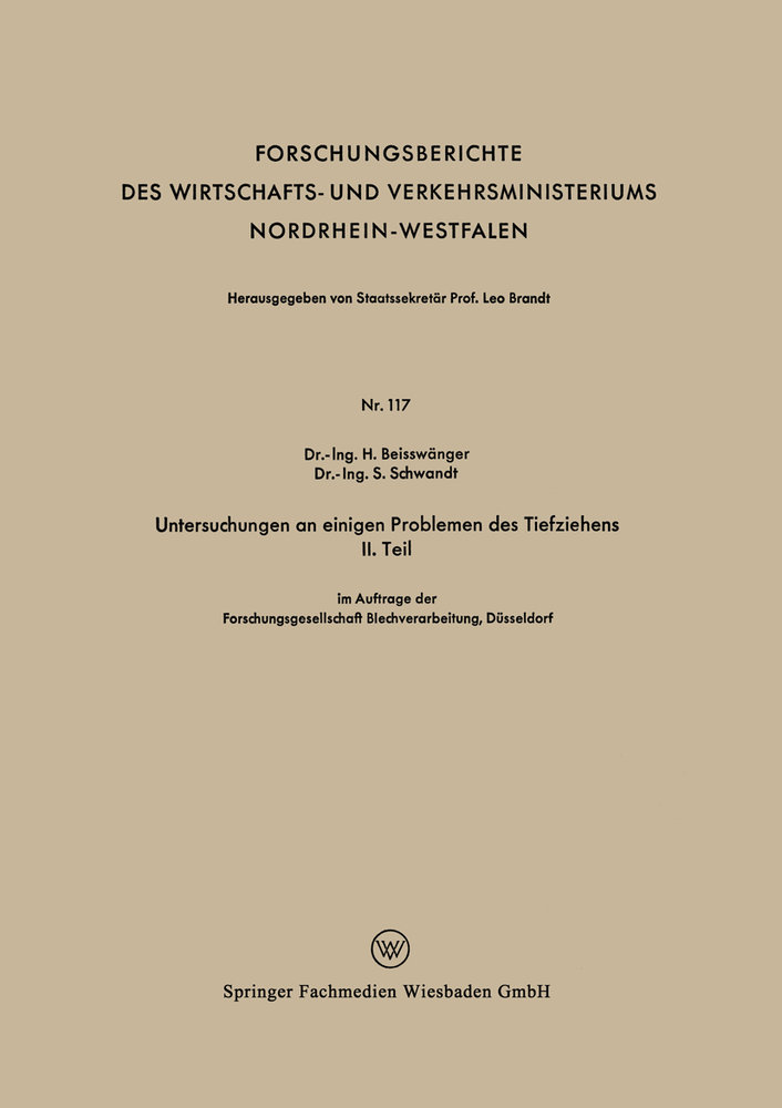 Untersuchungen an einigen Problemen des Tiefziehens II. Teil