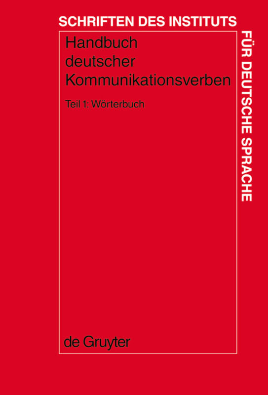 Wörterbuch - Handbuch deutscher Kommunikationsverben