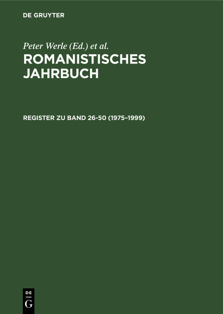 Register zu Band 26-50 (1975-1999) - Romanistisches Jahrbuch