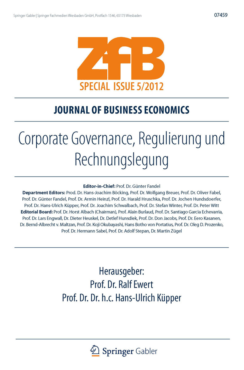 Corporate Governance, Regulierung und Rechnungslegung - ZfB (Zeitschrift für Betriebswirtschaft) Special Issue