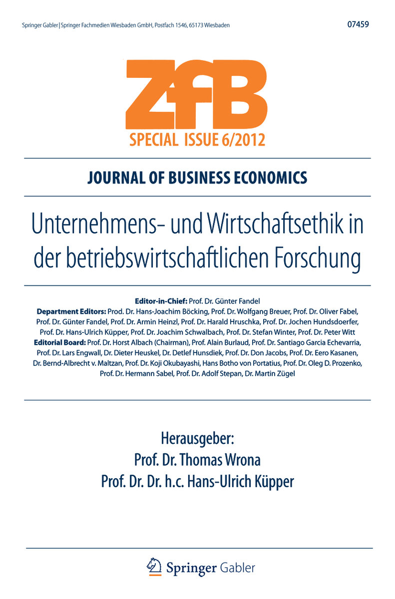 Unternehmens- und Wirtschaftsethik in der betriebswirtschaftlichen Forschung