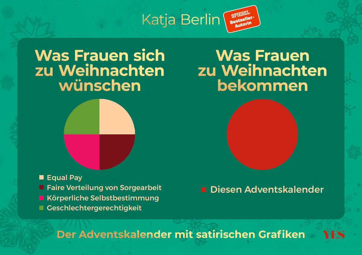 Was Frauen sich zu Weihnachten wünschen. Was Frauen zu Weihnachten bekommen. Der Adventskalender mit satirischen Grafike