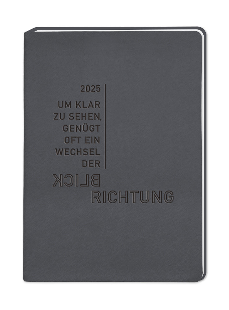 Terminplaner Lederlook 2025 Schwarz